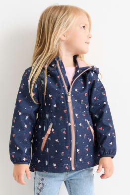 Softshell jacket with hood - waterproof - patterned