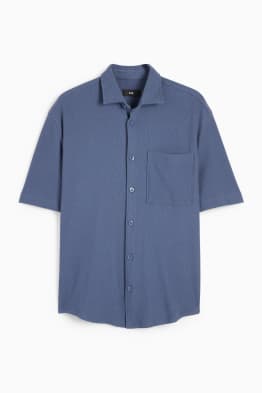 Shirt - relaxed fit - kent collar - textured
