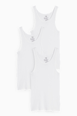 Lot de 3 - maillots de corps - finement côtelés - sans coutures