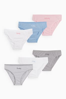 Set van 6 - weekdagen - slip - met patroon