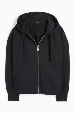 Felpa basic con zip e cappuccio