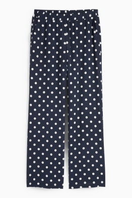 Stoffhose - High Waist - Wide Leg - gepunktet