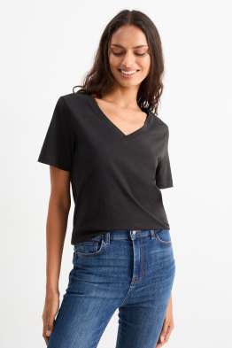 Basic T-shirt met V-hals