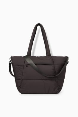 Large quilted shopper with detachable bag strap