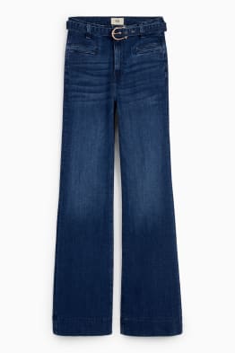 Flared jeans met riem - high waist - LYCRA®