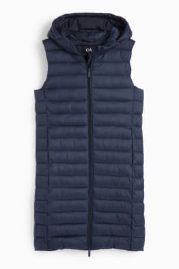 Lange bodywarmer met capuchon
