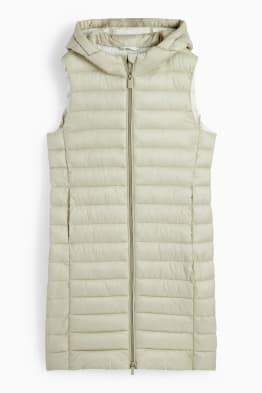 Lange bodywarmer met capuchon