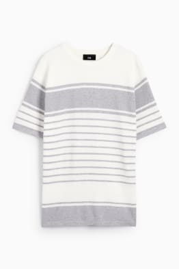 Jersey de punto - manga corta - de rayas - con textura