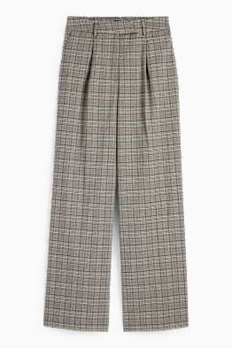 Stoffhose - High Waist - Wide Leg - kariert