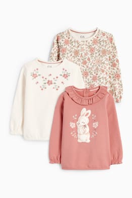 Set van 3 - baby-sweatshirt - gebloemd