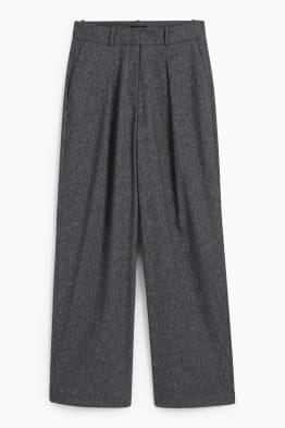 Stoffhose - High Waist - Wide Leg - gemustert