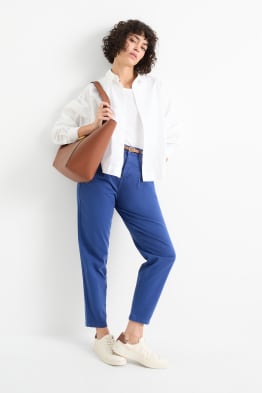 Pantalon de toile à ceinture - high waist - barrel leg