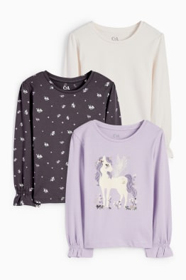 Confezione da 3 - unicorno - maglia a maniche lunghe
