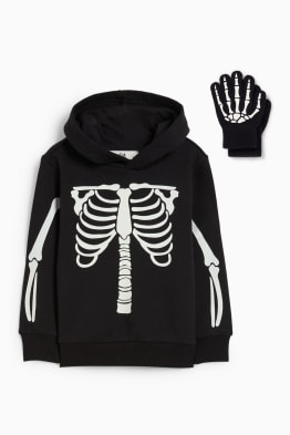 Halloween - Skelett - Set - Hoodie und Handschuhe - 2 teilig