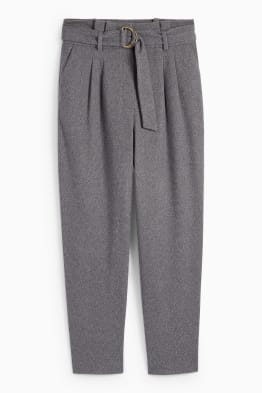 Business-Hose mit Gürtel - Mid Waist - Straight Fit