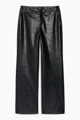 Pantaloni - vita media - gamba ampia - similpelle