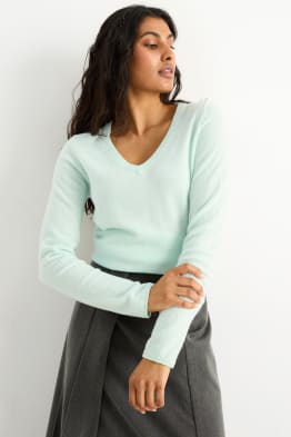 Kaschmir-Pullover mit V-Ausschnitt