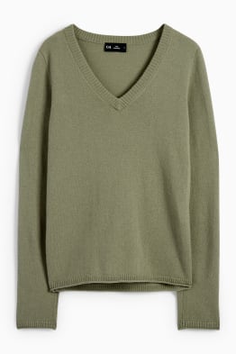 Kaschmir-Pullover mit V-Ausschnitt