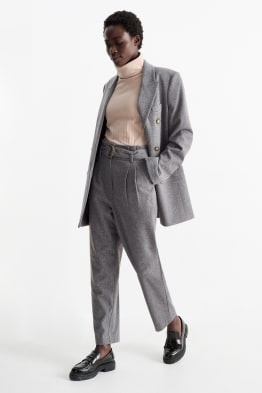Business-Hose mit Gürtel - Mid Waist - Straight Fit