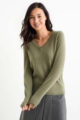 Kaschmir-Pullover mit V-Ausschnitt
