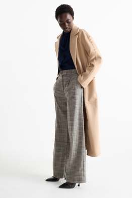 Stoffhose - High Waist - Wide Leg - kariert