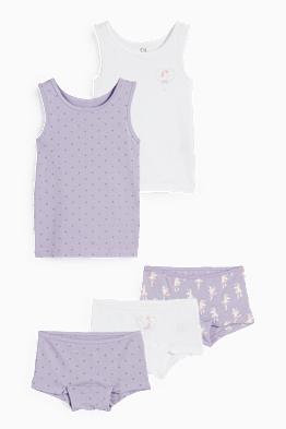 Confezione da 5 - unicorno - 2 canotte e 3 boxer