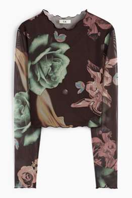 Crop Langarmshirt - geblümt