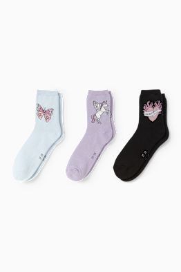 Multipack 3er - Einhorn, Schmetterling, Herz - warme Socken