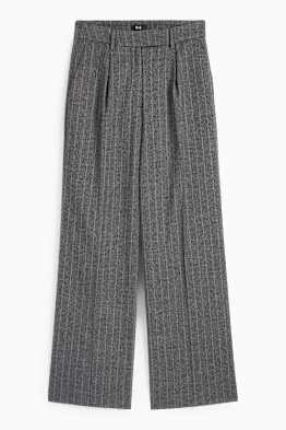 Pantalon en toile - high waist - wide leg - fines rayures