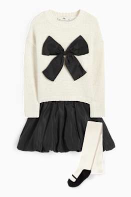 Strik - set - trui, rok en maillot - 3-delig