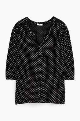 Maglia a maniche lunghe con scollo a V - a pois