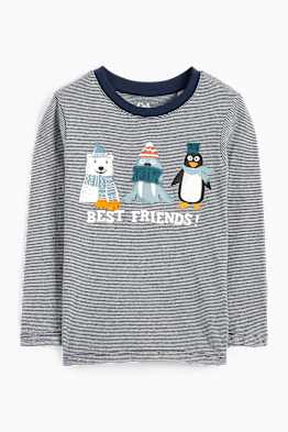 Walross, Eisbär und Pinguin - Langarmshirt - gestreift