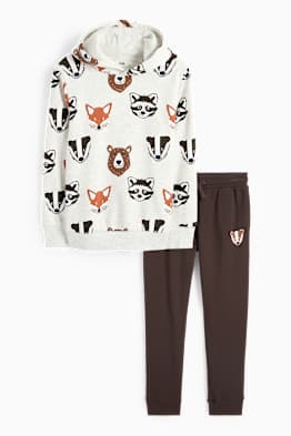 Animali selvatici - set - felpa con cappuccio e pantaloni sportivi - 2 pezzi