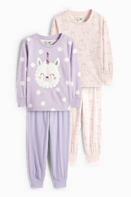 Paquet de 2 - llama - pijama de teixit polar - 4 peces
