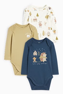 Lot de 3 - animaux de la forêt - bodys pour bébé