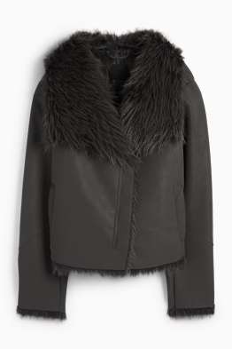 Faux shearling jacket - faux leather