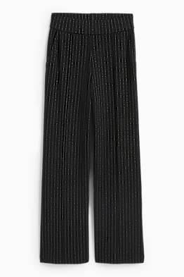 Pantaloni din jerseu - talie înaltă - straight fit - dungi fine