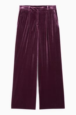 Pantaloni business in velluto - vita alta - wide fit