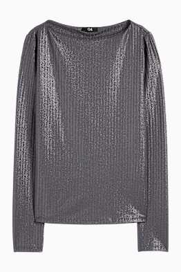 Maglia a maniche lunghe - a coste - effetto brillante