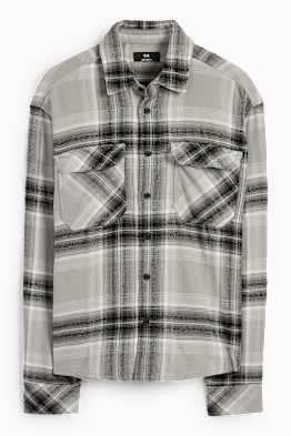 Flanelová košile - relaxed fit - kent - kostkovaná
