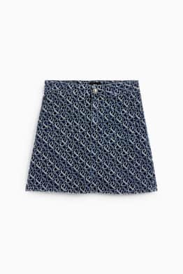 Jeans-Minirock - gemustert