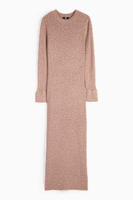Vestito in maglia con spacco - a coste - brillante