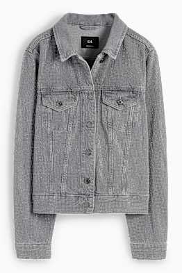 Jeansjacke mit Strasssteinen