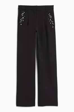 Jersey-Hose mit Strasssteinen - High Waist - Straight Fit