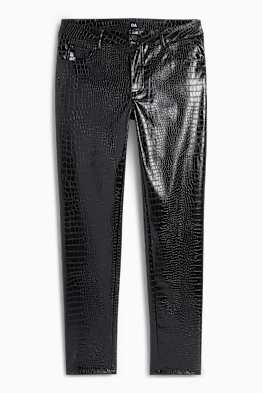 Spodnie - średni stan - slim fit - imitacja skóry