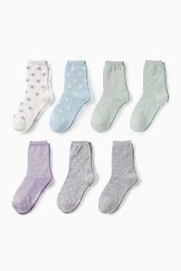 Multipack 7er - Herz - Socken mit Motiv - gemustert