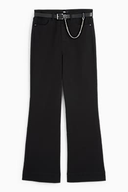 Bootcut jeans with belt - high waist