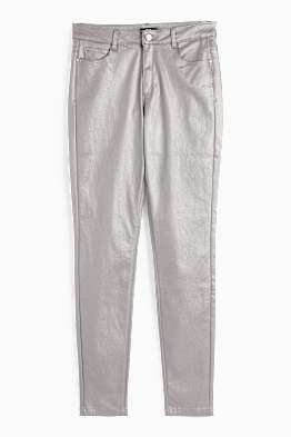 Spodnie - wysoki stan - skinny fit - z połyskiem