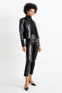 Spodnie - średni stan - slim fit - imitacja skóry