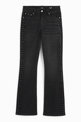 Bootcut jeans cu ștrasuri - talie medie